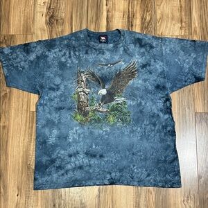 VYG Polar Graphics USA Blue Tie-Dye T-Shirt Design Graphic of Bald Eagles Sz XXL